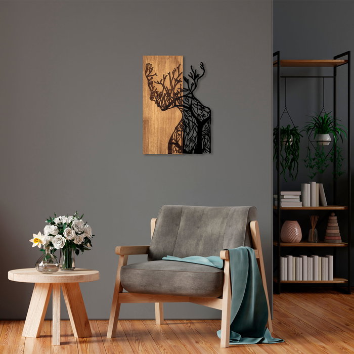 Wallity Tree Woman - 318 Decoración de Pared en Negro y Nogal